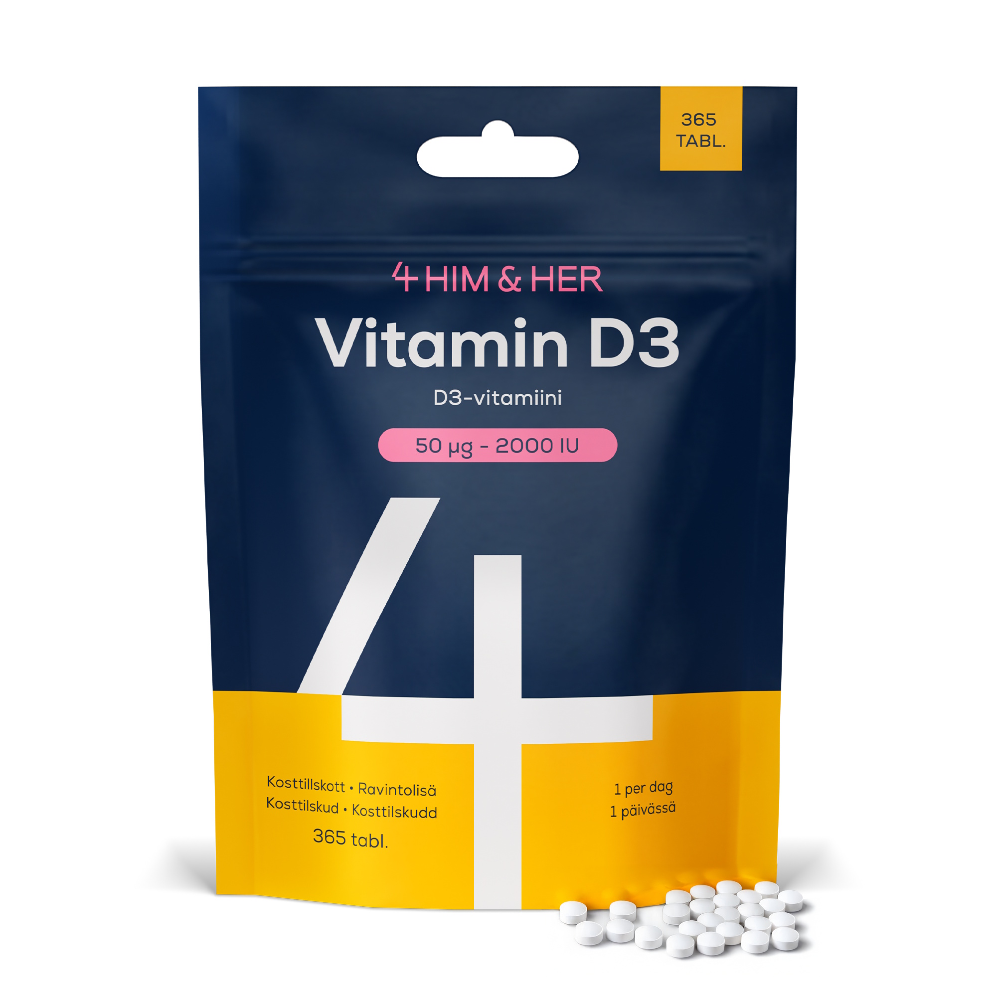 4 HIM & HER D Vitamin 50 µg (2000 IU) - Vitamin D3 Tilskud