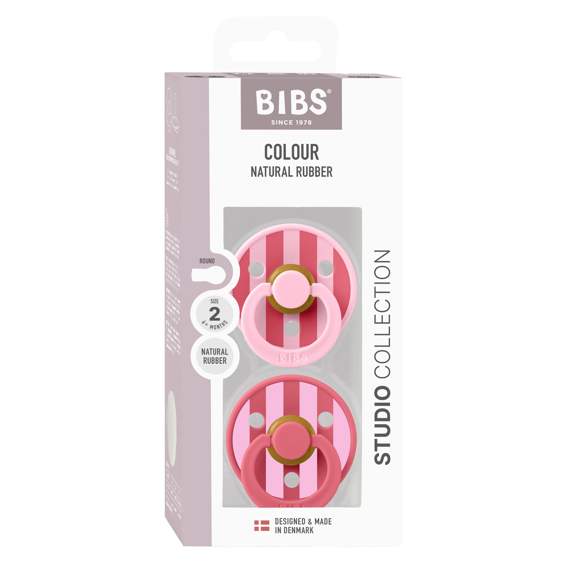 BIBS Pacifier Studio Colour 2-pak Baby Pink Coral Mix Size 2