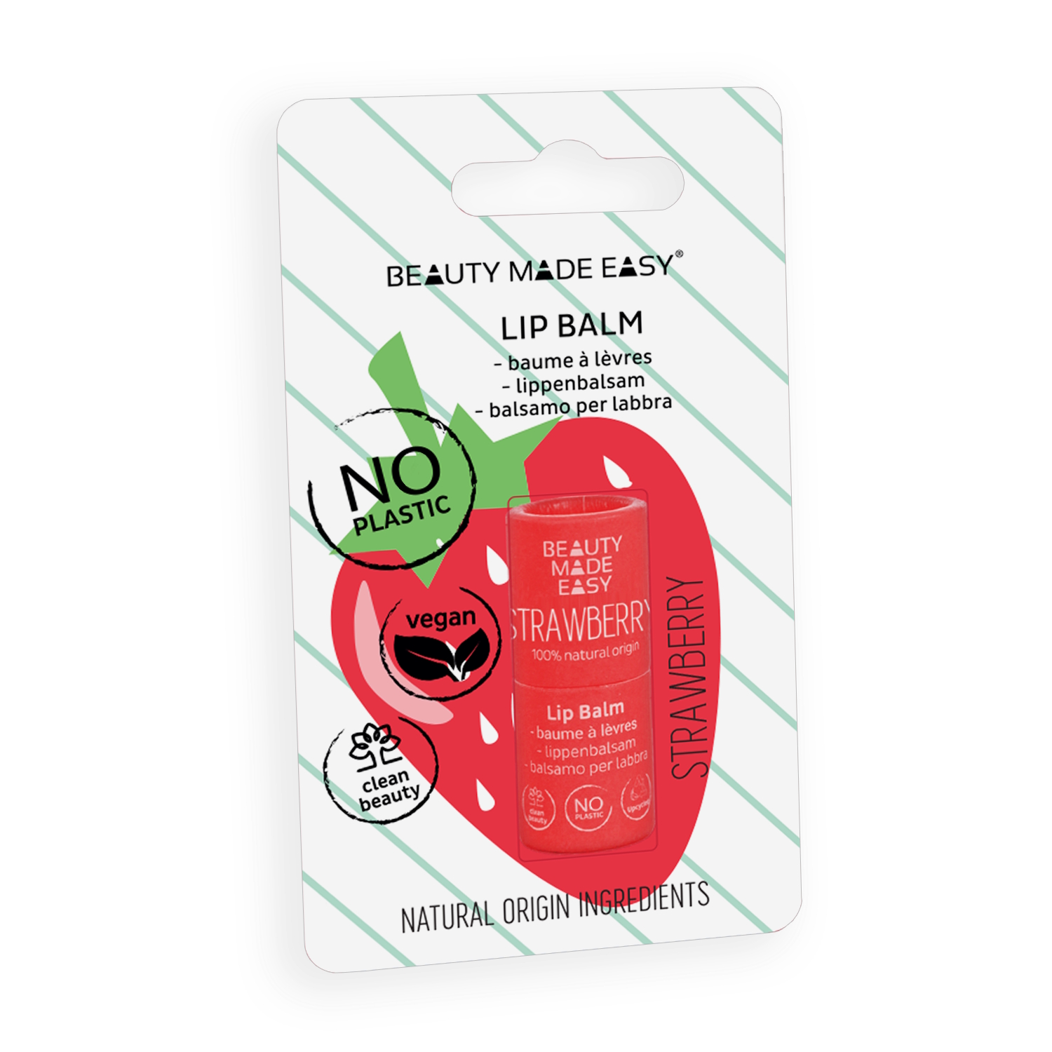 Beauty Made Easy Paper tube Lip balm - STRAWBERRY