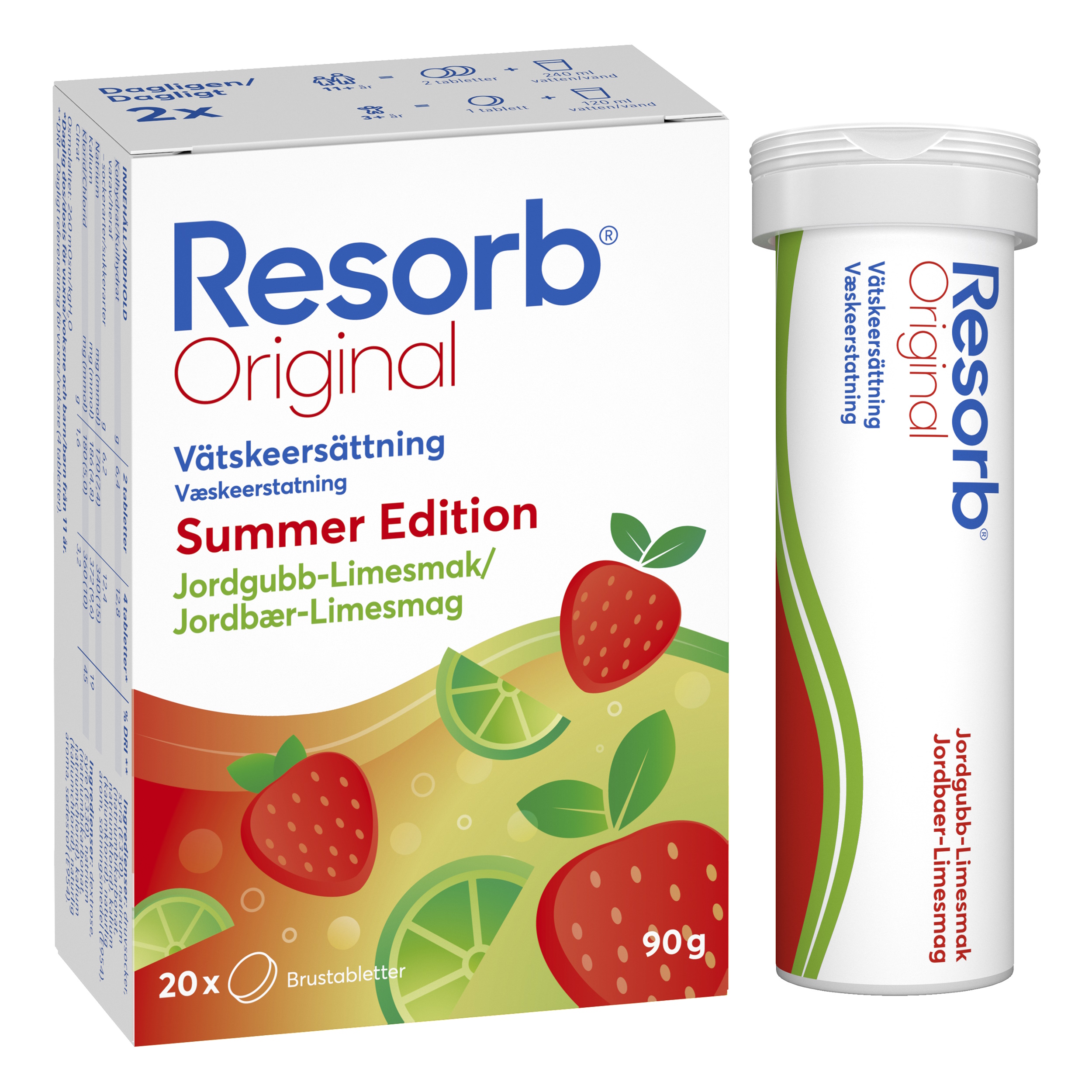 Resorb Jordbær-Lime Brusetablet