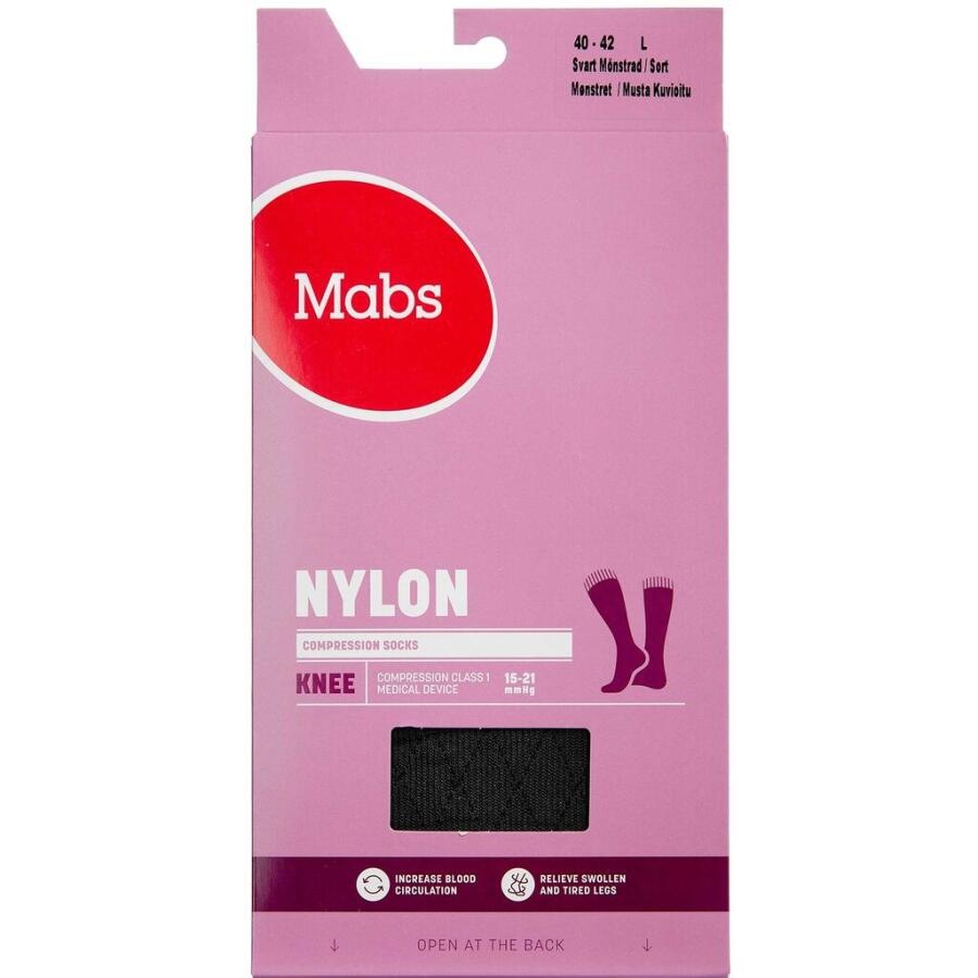 Mabs Nylon Knee Design, Sort Str. L