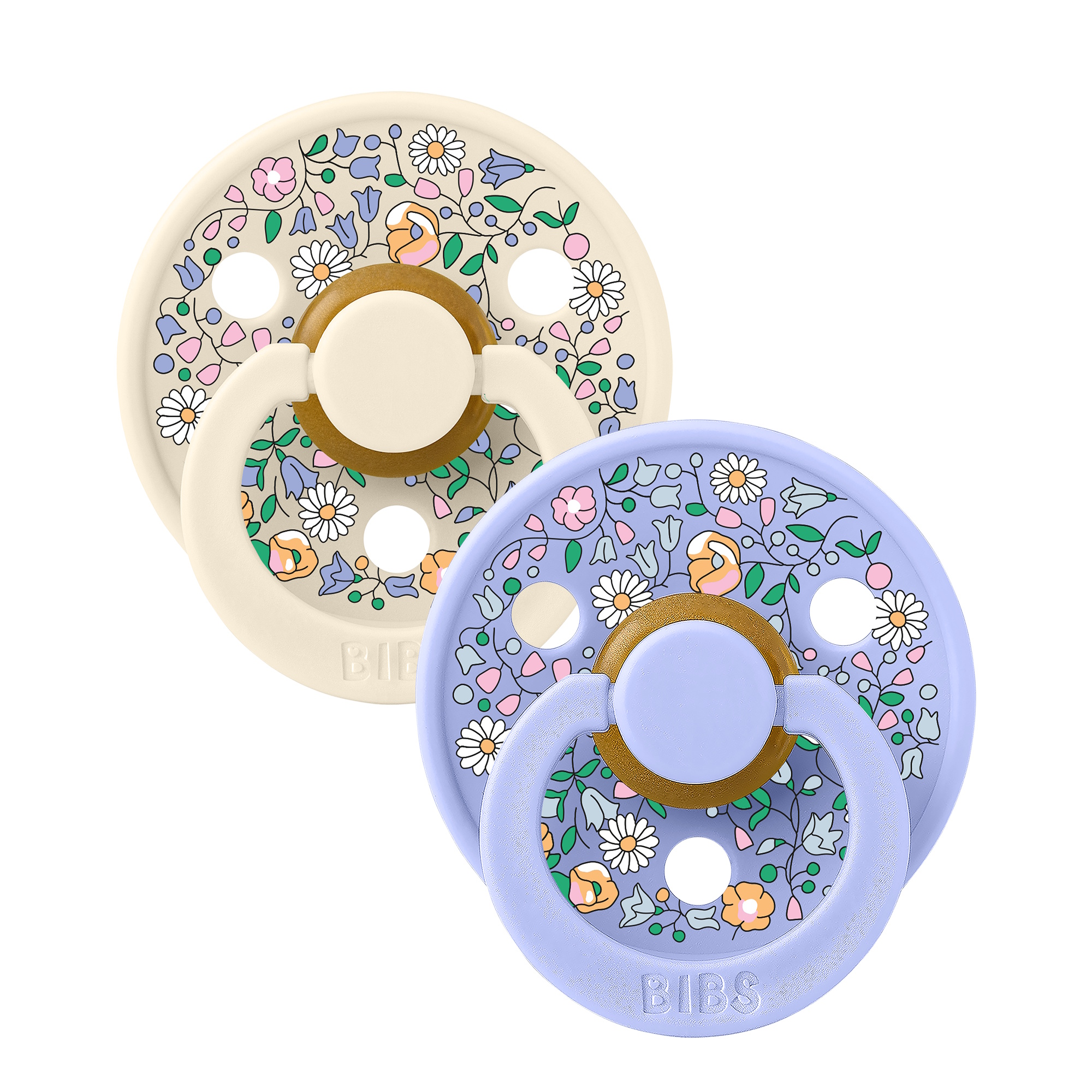 BIBS x Liberty Pacifier Colour 2 PACK Chloe Meadow Latex Size 2 Ivory Mix