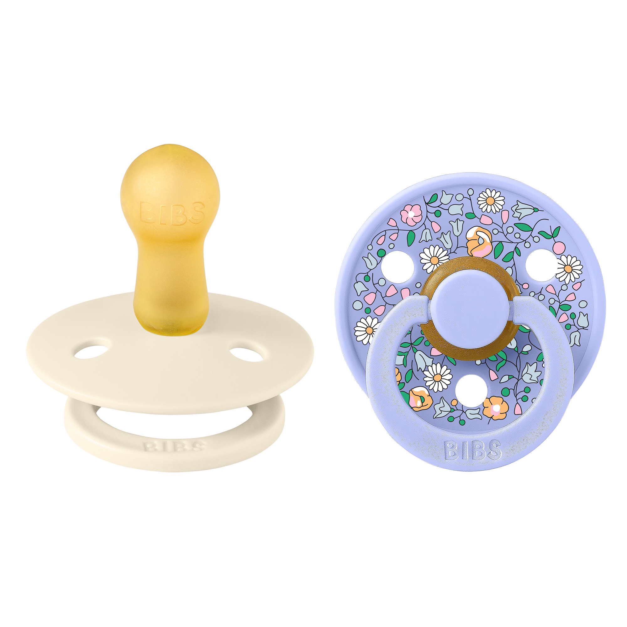 BIBS x Liberty Pacifier Colour 2 PACK Chloe Meadow Latex Size 2 Ivory Mix