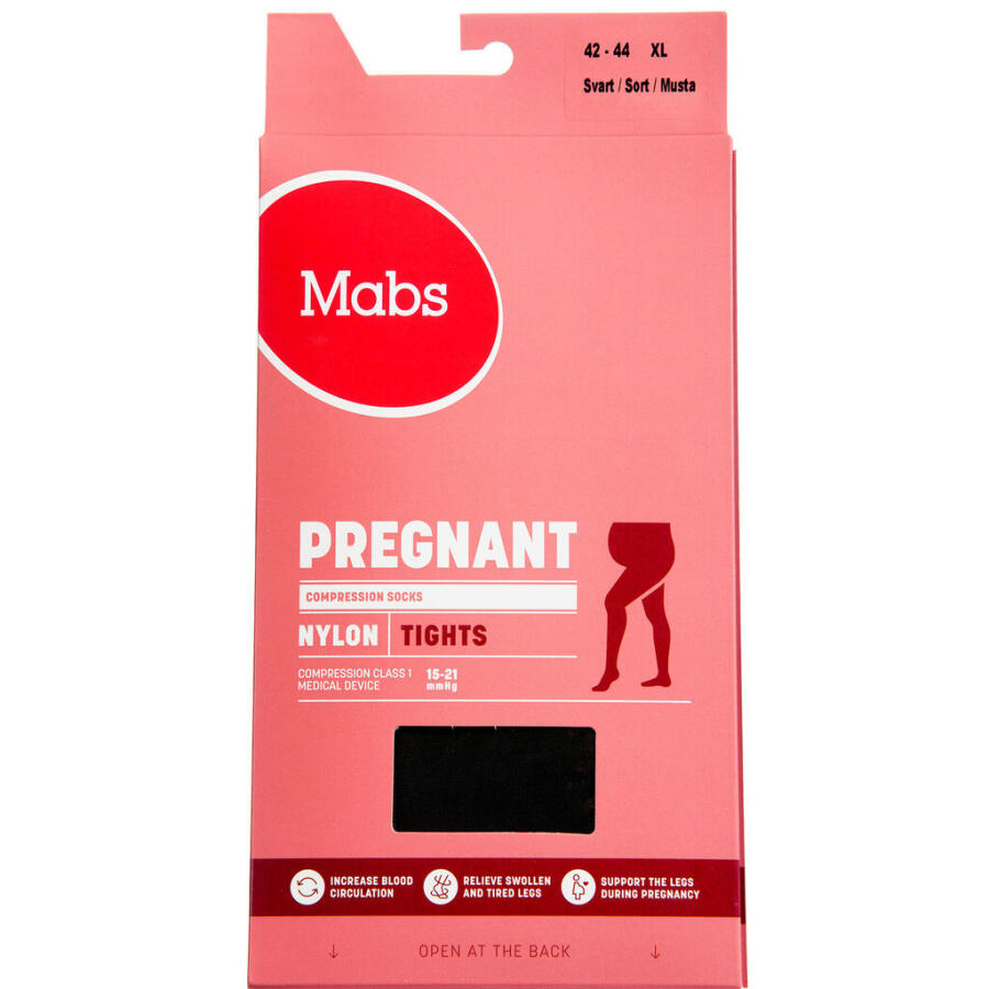 Mabs Nylon Tights Pregnant, Sort Str. XL