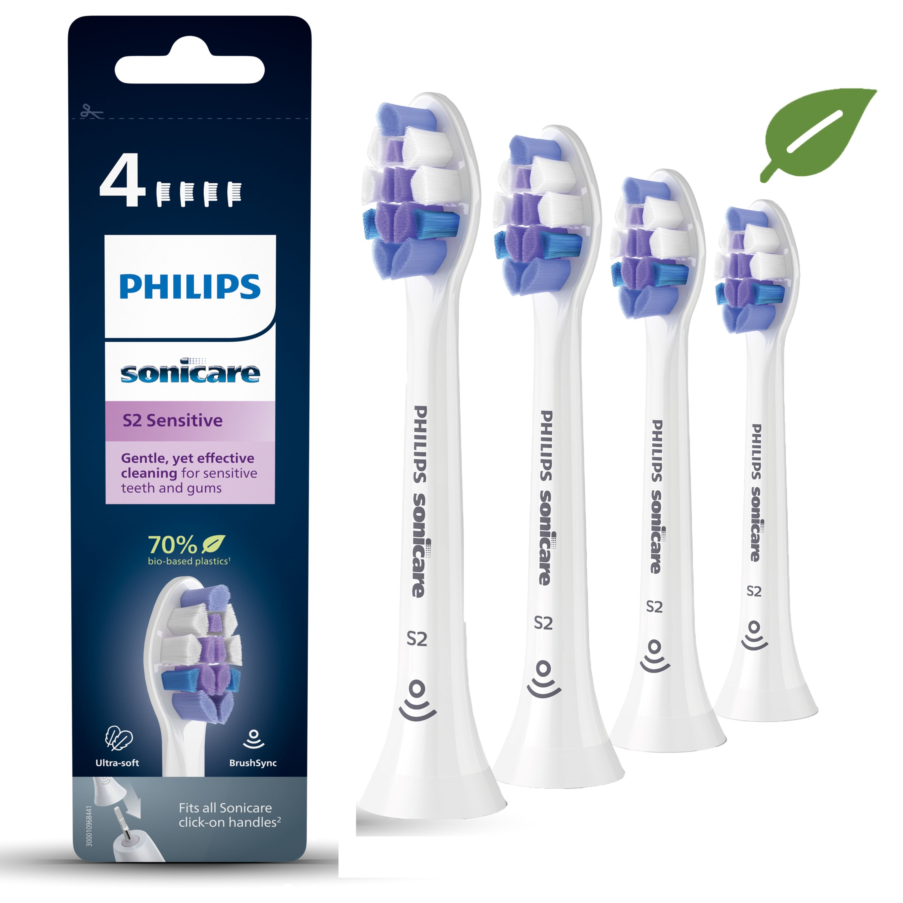 Philips Sonicare S2 Sensitive 4x soniske tandbørstehoveder