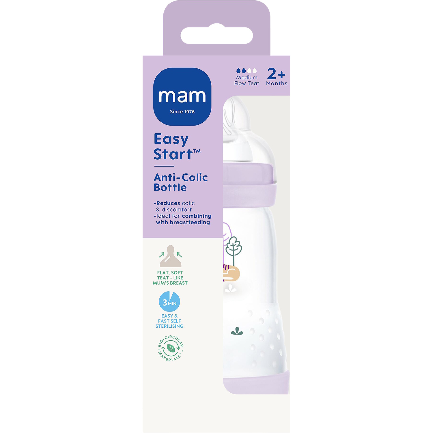 MAM Easy Start Anti-Colic Sutteflaske 0+ Lilla