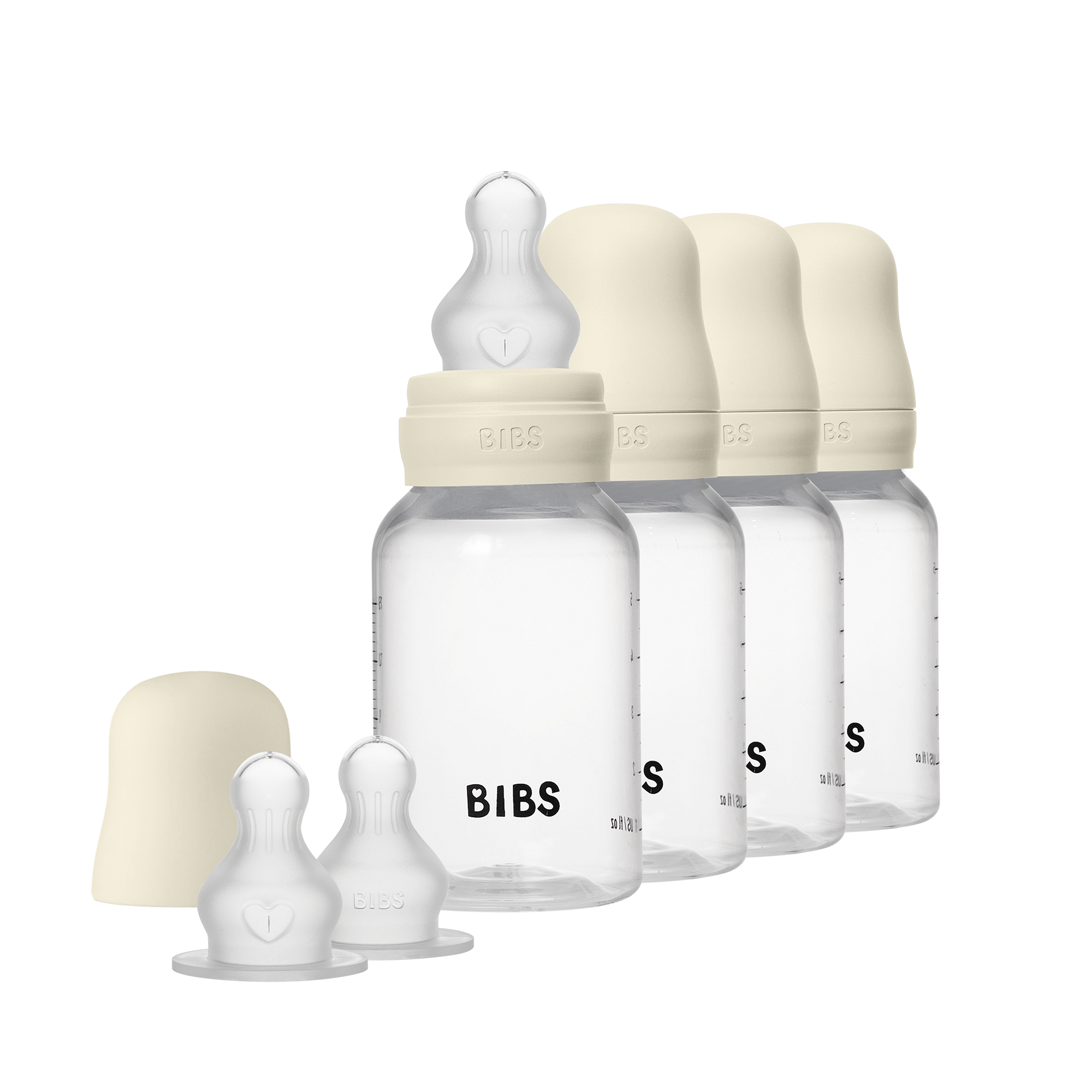 BIBS Baby Bottle Round Silicone 4 pack 150 ml Ivory