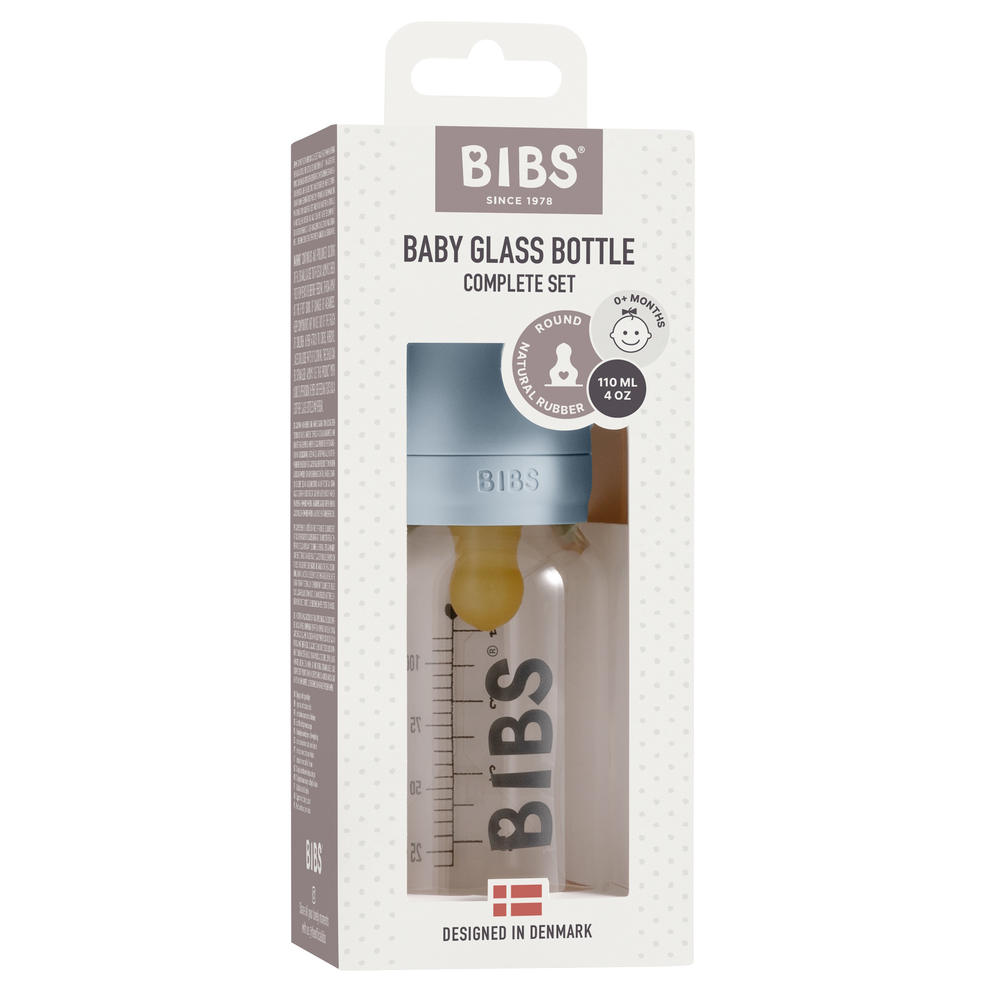 BIBS Baby Glass Bottle Complete Set Naturgummi Baby Blue