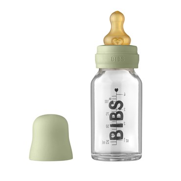 BIBS Baby Glass Bottle Naturgummi Slow Flow Sage