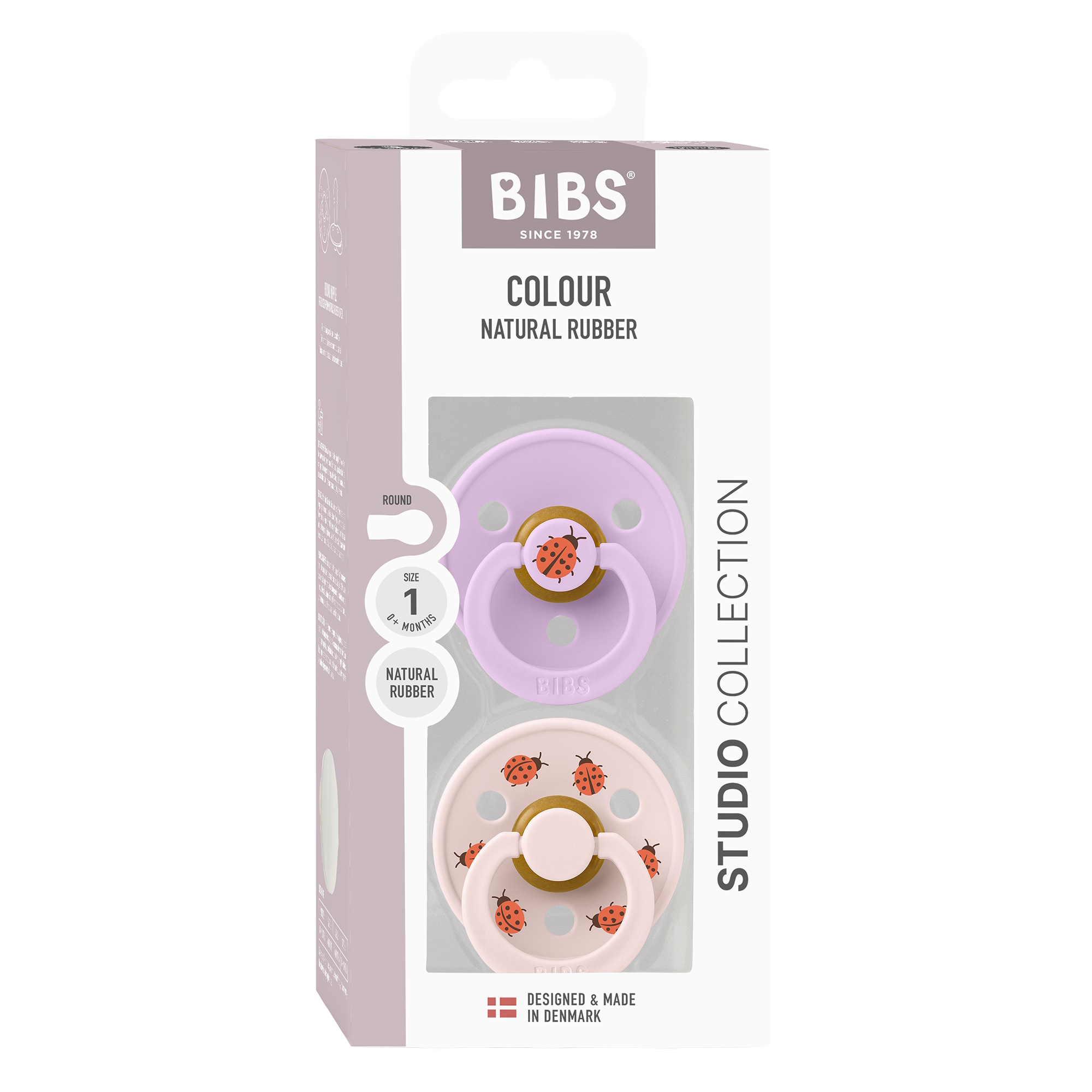 BIBS Pacifier Studio Colour 2-pak Ladybug Violet Mix Size 1