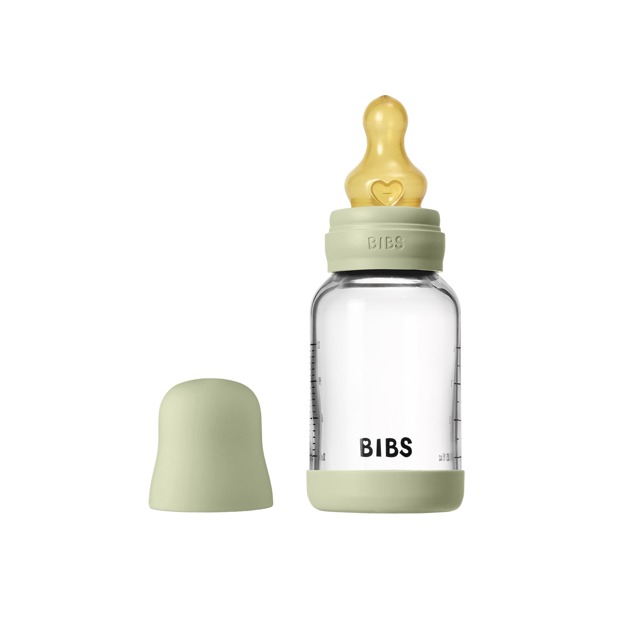 BIBS Baby Glass Bottle Naturgummi Slow Flow Sage