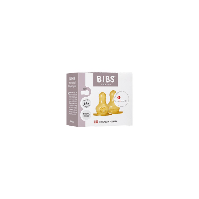 BIBS Baby Bottle Nipple 2-pak Naturgummi Fast Flow