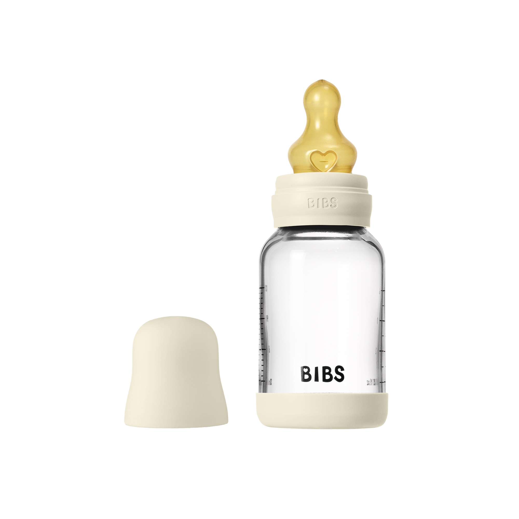 BIBS Baby Glass Bottle Naturgummi Slow Flow Ivory