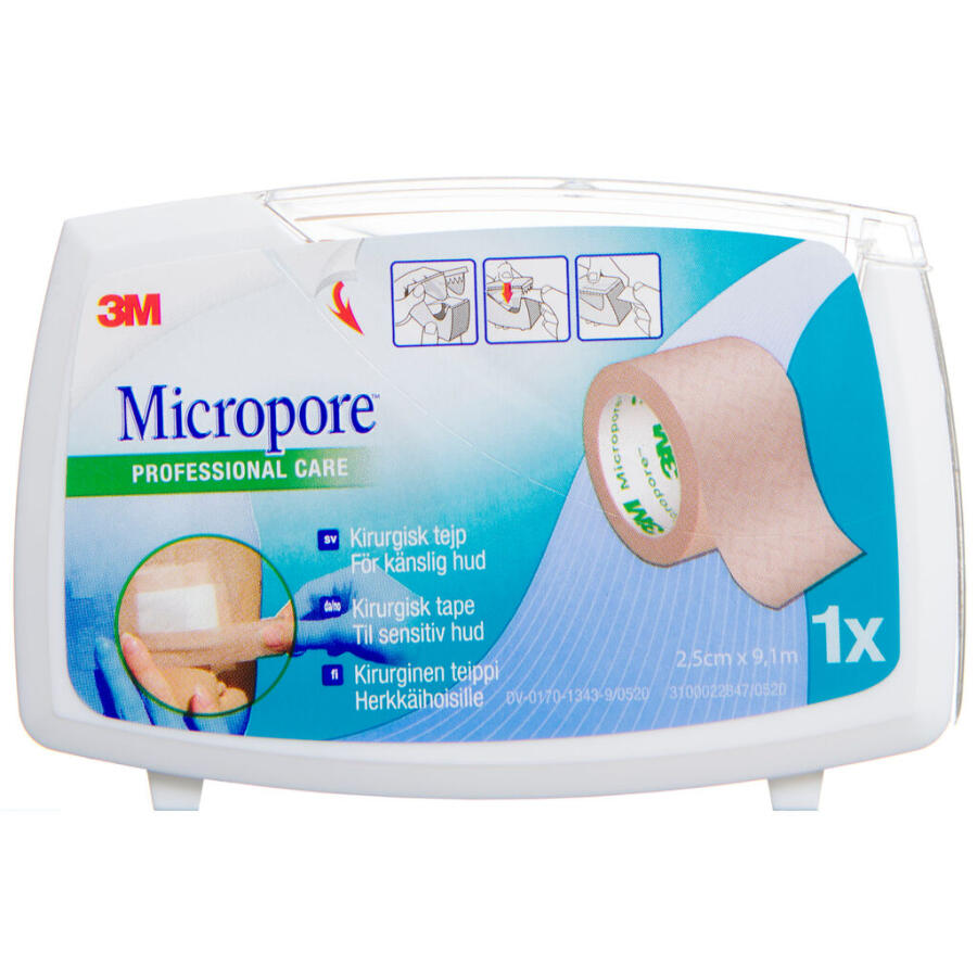 Micropore Kirugisk Tape incl. Dispenser Brun 2,5 cm x 9,1 m