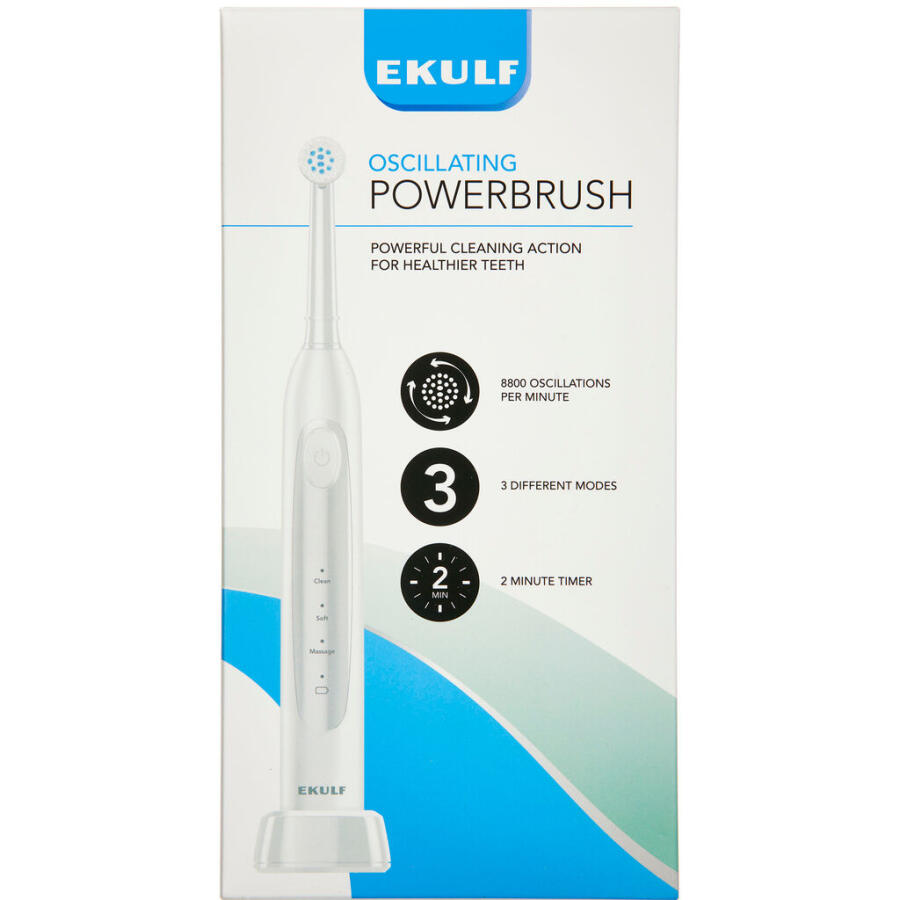 Ekulf powerbrush hvid eltandbørste