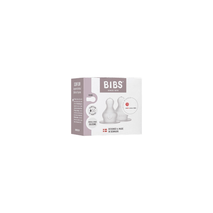 BIBS Baby Bottle Nipple 2-pak Silikone Slow Flow