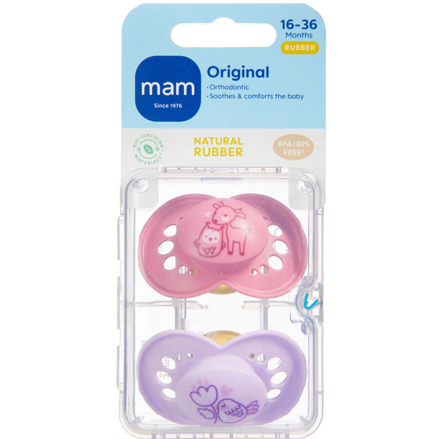 MAM Original 16-36 Måneder Naturgummi Pink - 2 stk