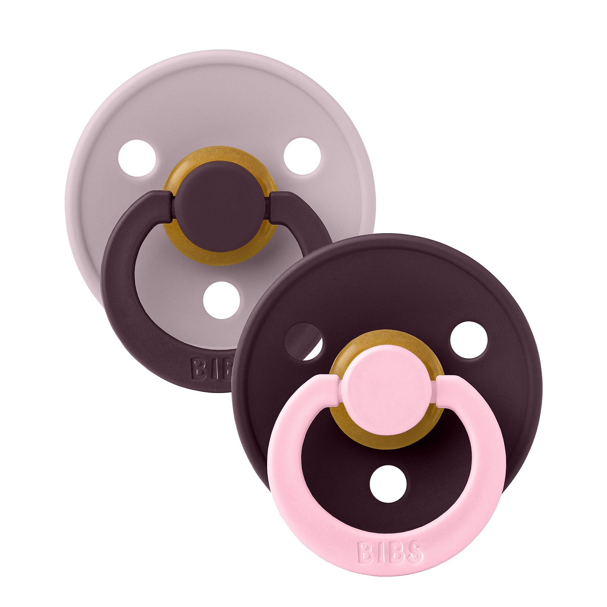 BIBS Pacifier Studio Colour 2 PACK Fusion Latex Size 2 Dusky Lilac Plum mix