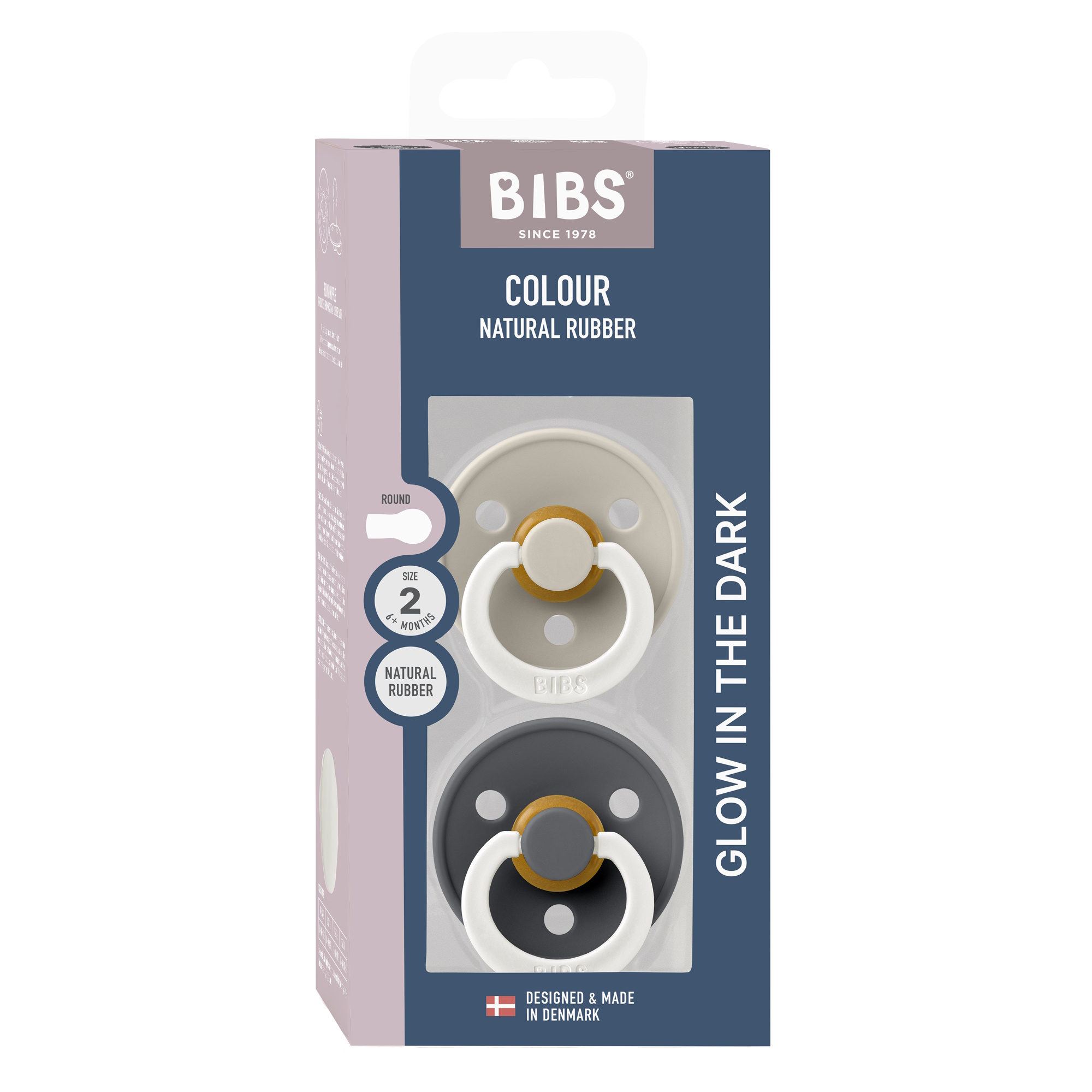 BIBS Pacifier Colour 2-pak Sand Nat/Iron Nat Size 2