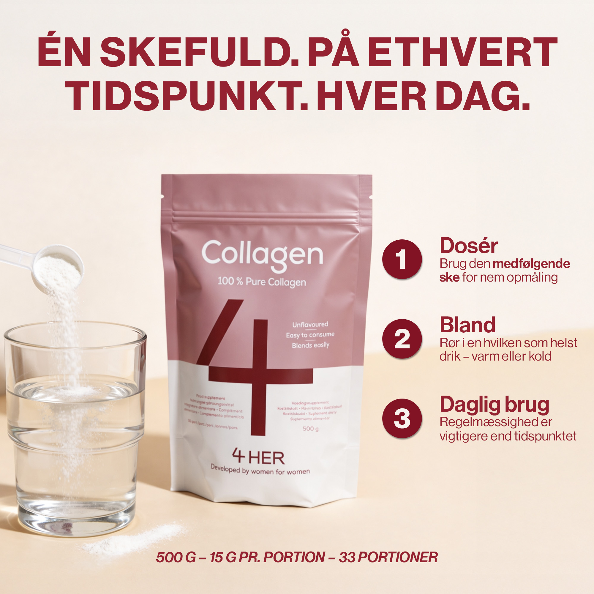 4 HER Collagen Pure kollagenpulver 500 g
