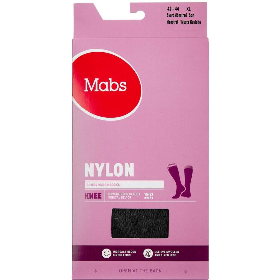 Mabs Nylon Knee Design, Sort Str. XL