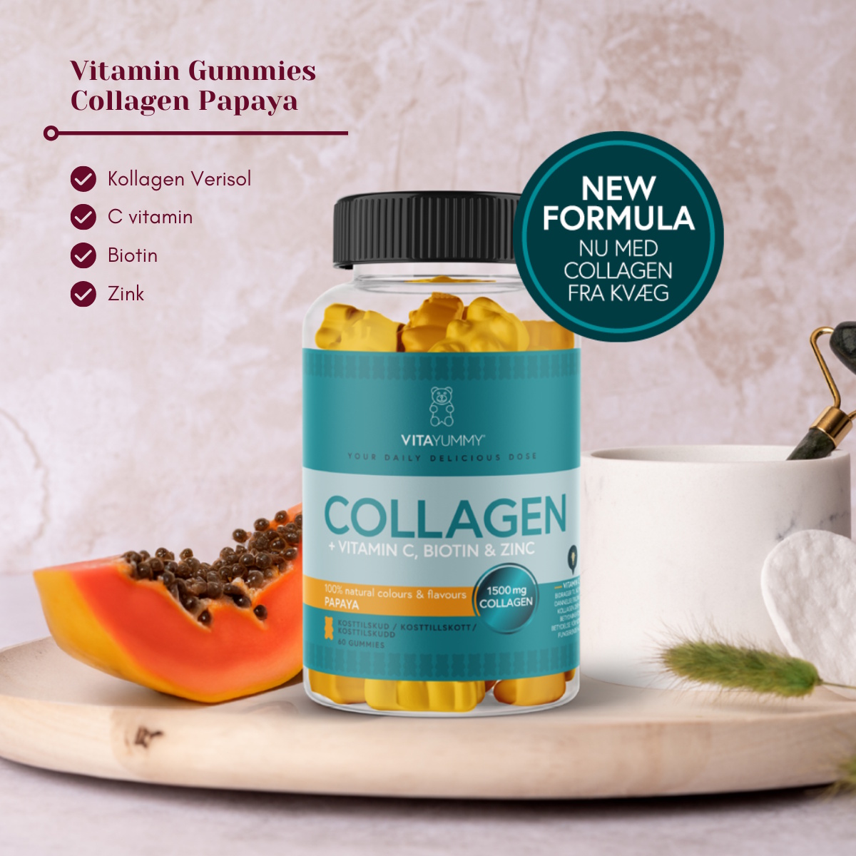 VitaYummy Collagen, Papaya - 60 stk.