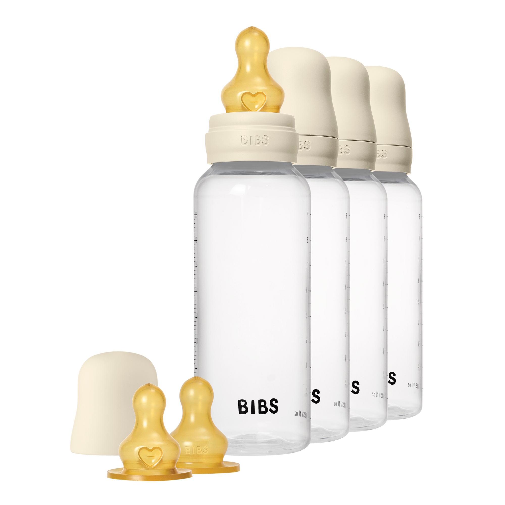BIBS Baby Bottle Round Latex 4 pack 270 ml Ivory