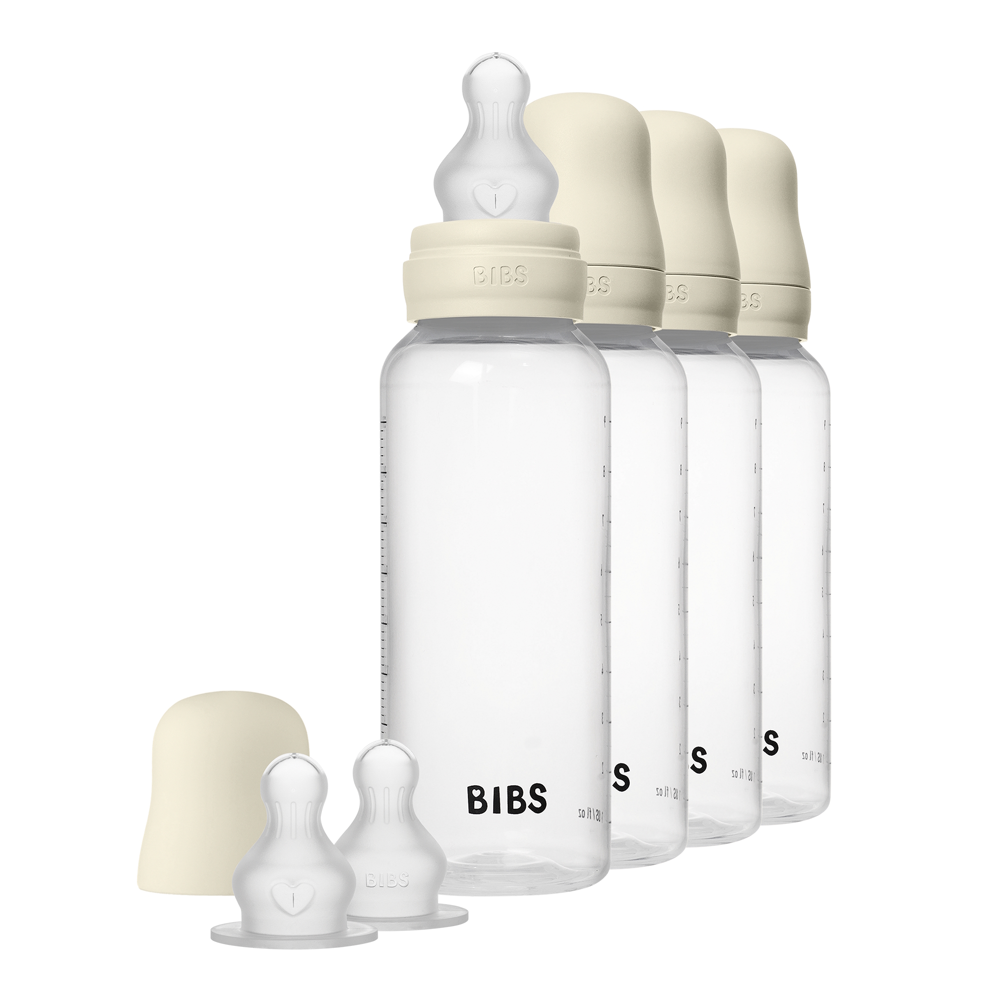BIBS Baby Bottle Round Silicone 4 pack 270 ml Ivory