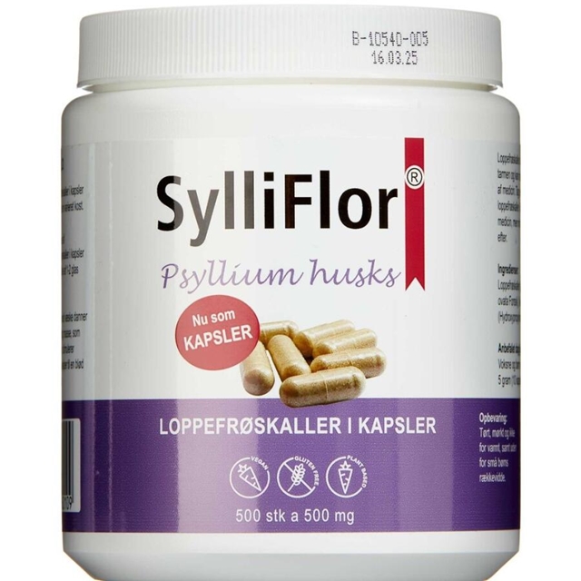 Køb Sylliflor kapsler Kosttilskud 500 stk | Loppefrøskaller | Apopro.dk