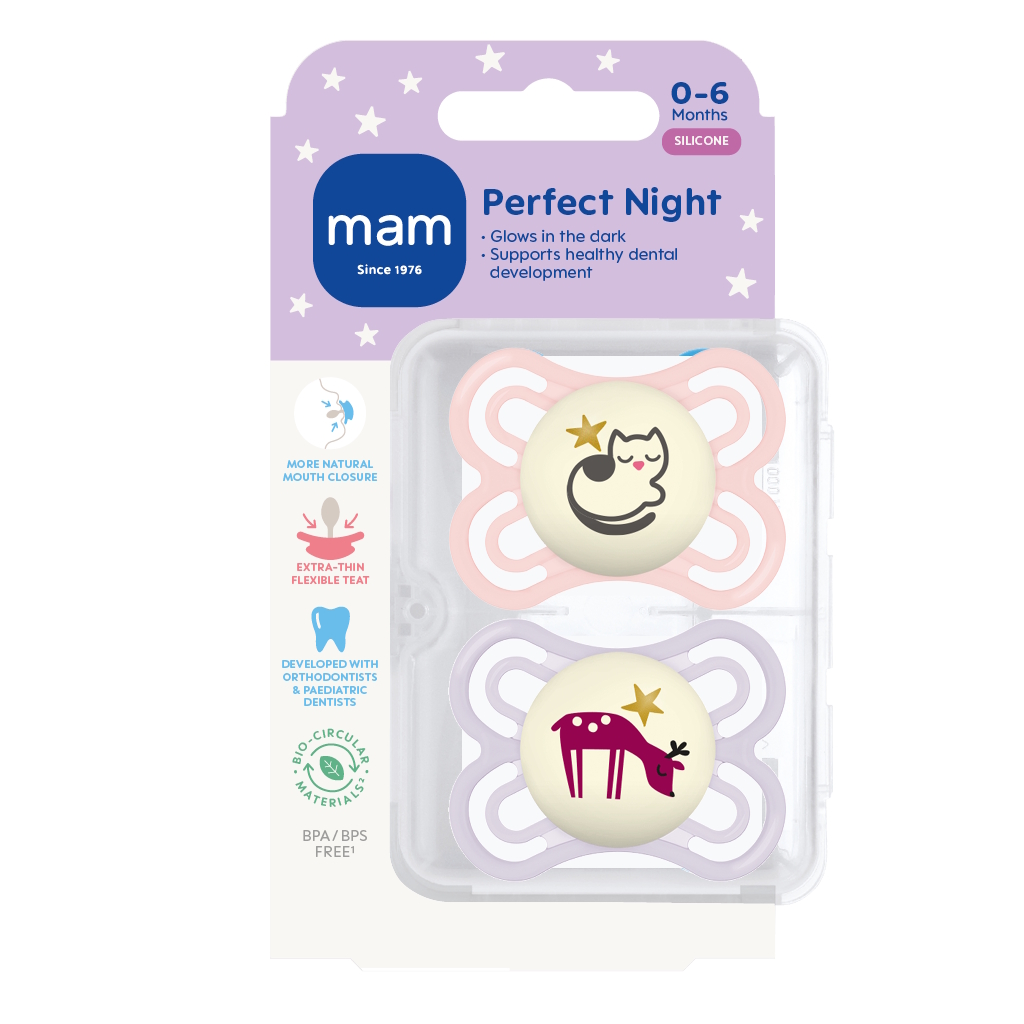 MAM Perfect Night Silk 0-6m 2p Box V Pink