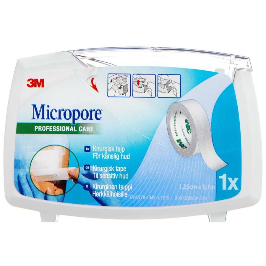 3M Micropore På Dispenser 1,25 cm x 9,14 m