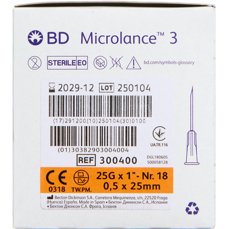 BD Microlance 3 Kanyle 25G X 1 Orange