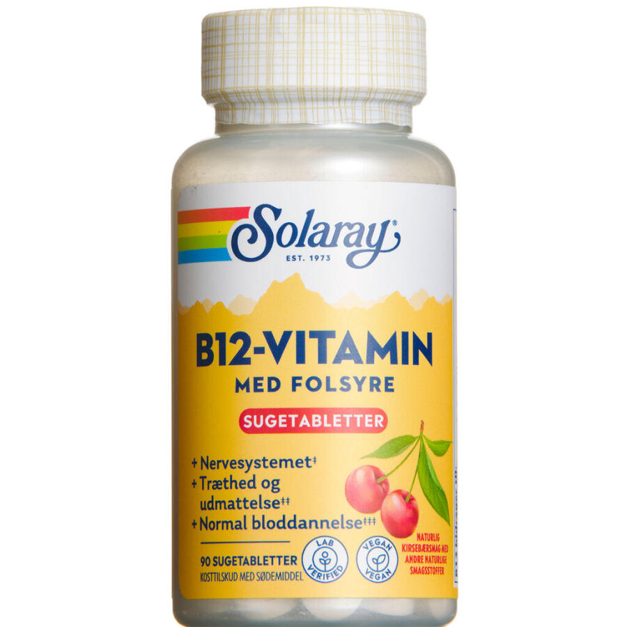 Solaray B12-Vitamin Med Folsyre Sugetablet