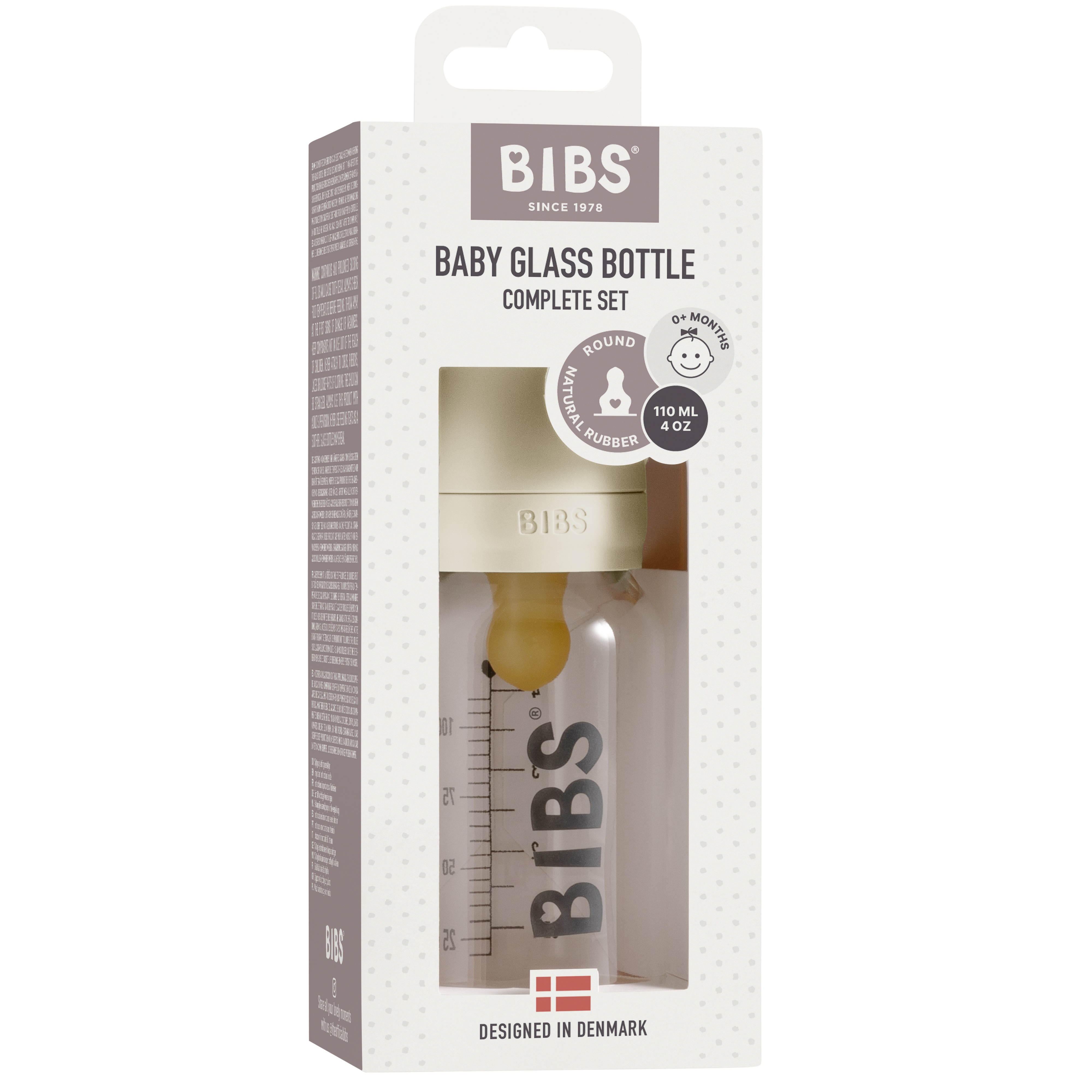 BIBS Baby Glass Bottle Complete Set Naturgummi Ivory