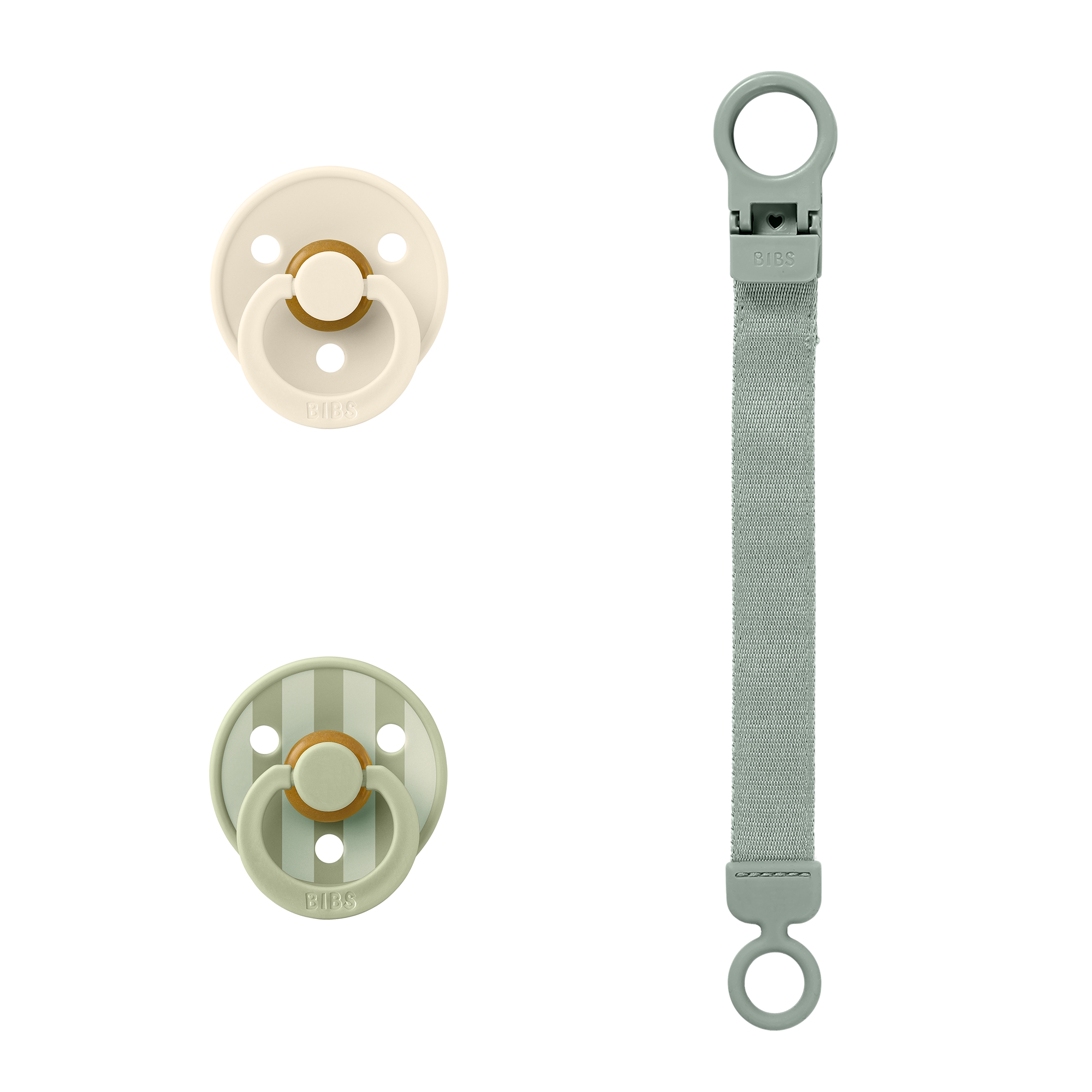 BIBS Colour Pacifier & Loop Clip Gift Set Latex Size 1 Sage