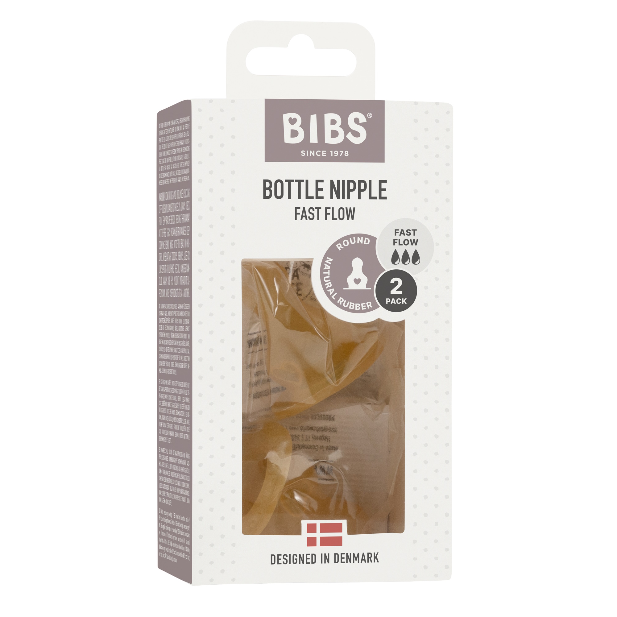 BIBS Baby Bottle Nipple 2-pak Naturgummi Fast Flow