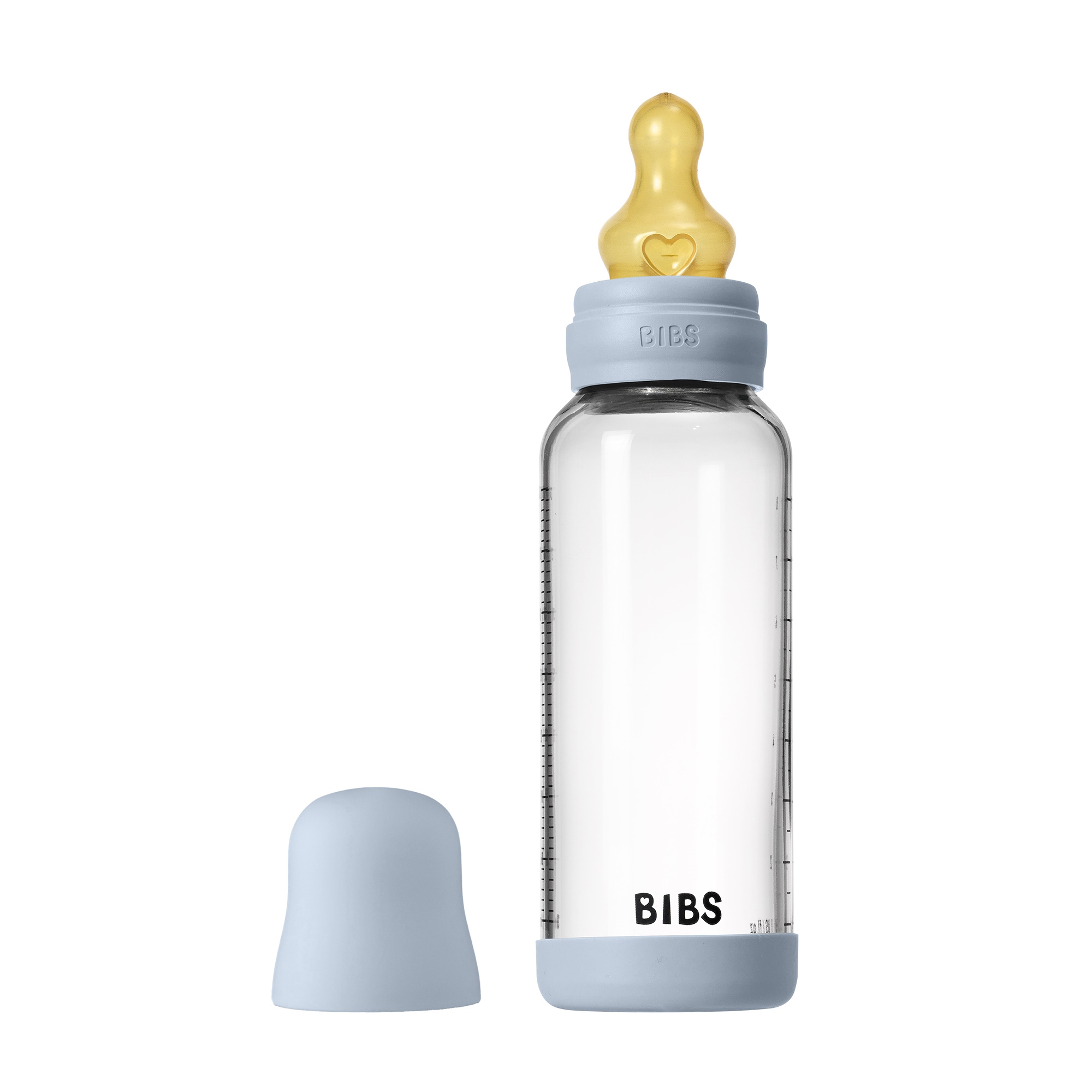 BIBS Baby Glass Bottle Naturgummi Medium Flow Blue