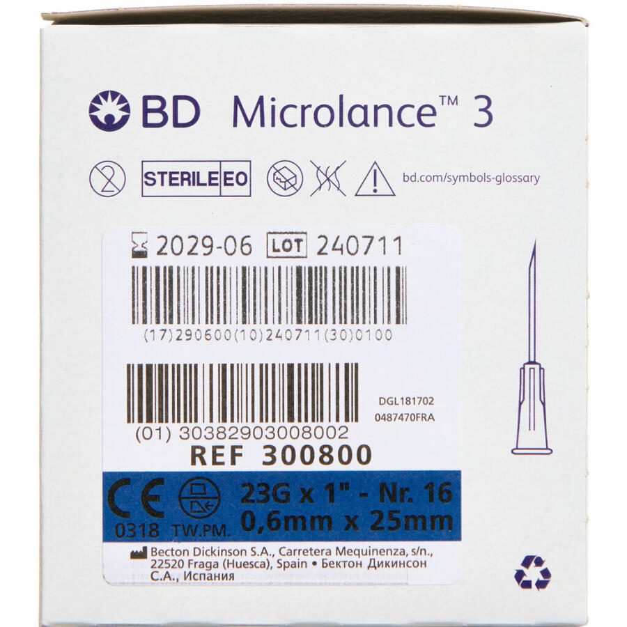 BD Microlance 3 Kanyle 23Gx1 Blå
