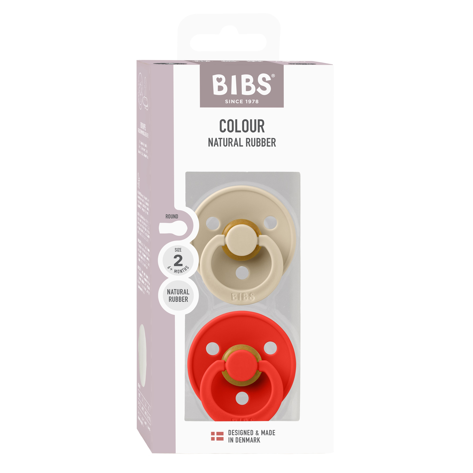 BIBS Pacifier Colour 2-pak Vanilla/Candy Apple Size 2