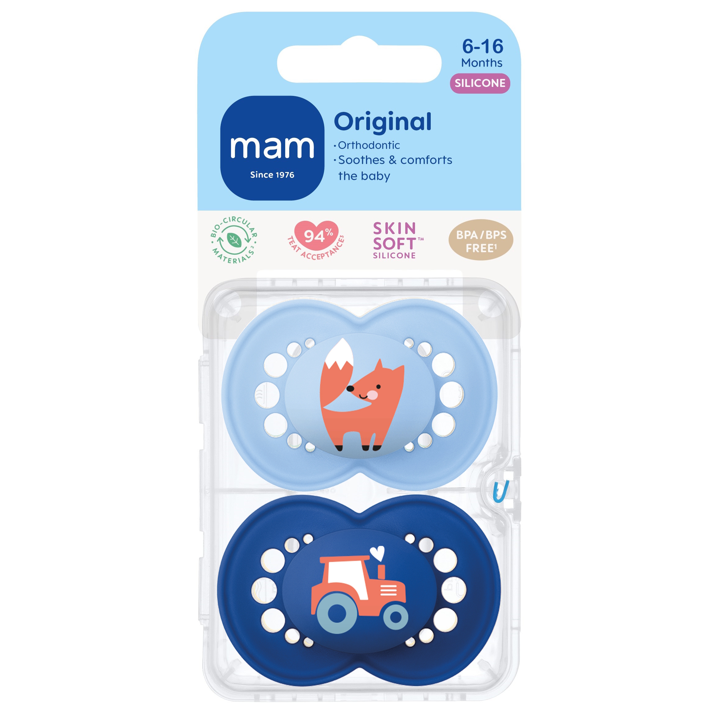 MAM Original Silk 6-16m 2p Box V Blue