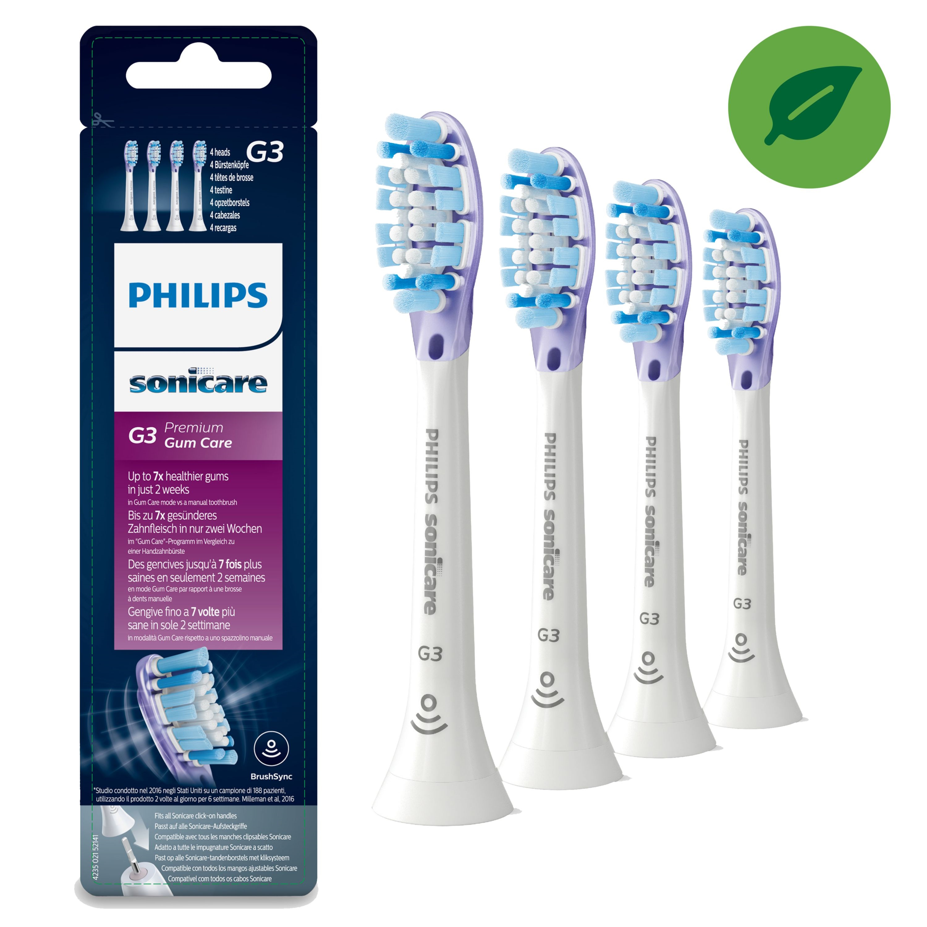 Philips Sonicare 4x Soniske tandbørstehoveder - Hvid G3 Premium Gum Care