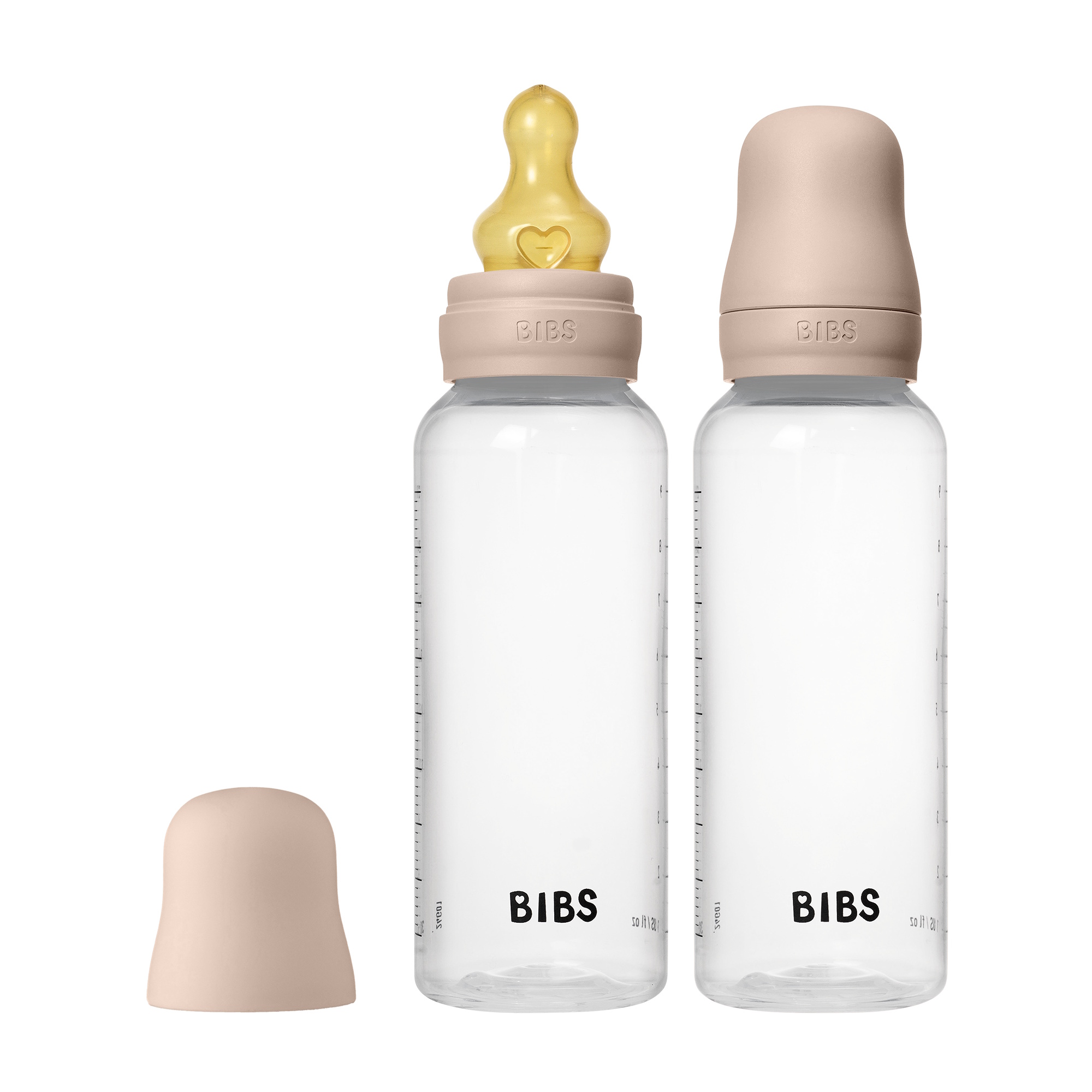 BIBS Baby Bottle Round Latex 2 pack 270 ml Medium Flow Blush