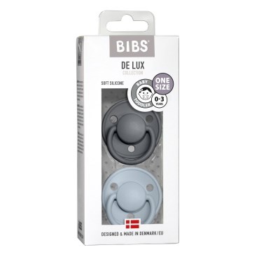 BIBS De Lux 2-pak Iron/Baby Blue One Size