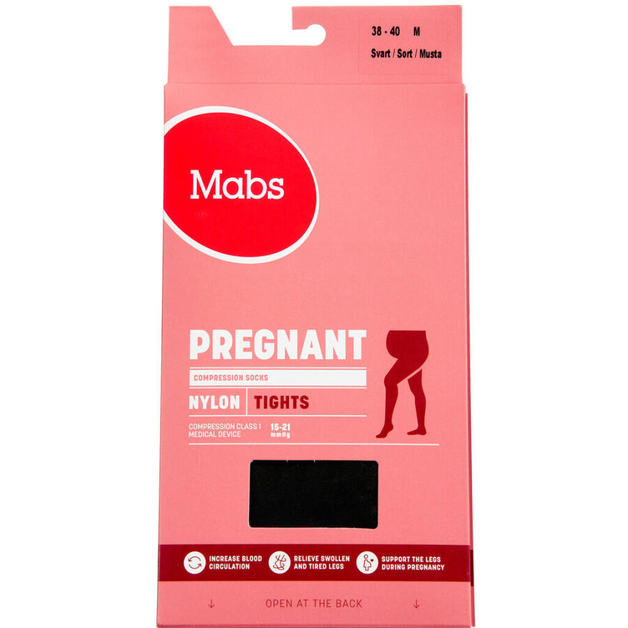 Mabs Nylon Tights Pregnant, Sort Str. M