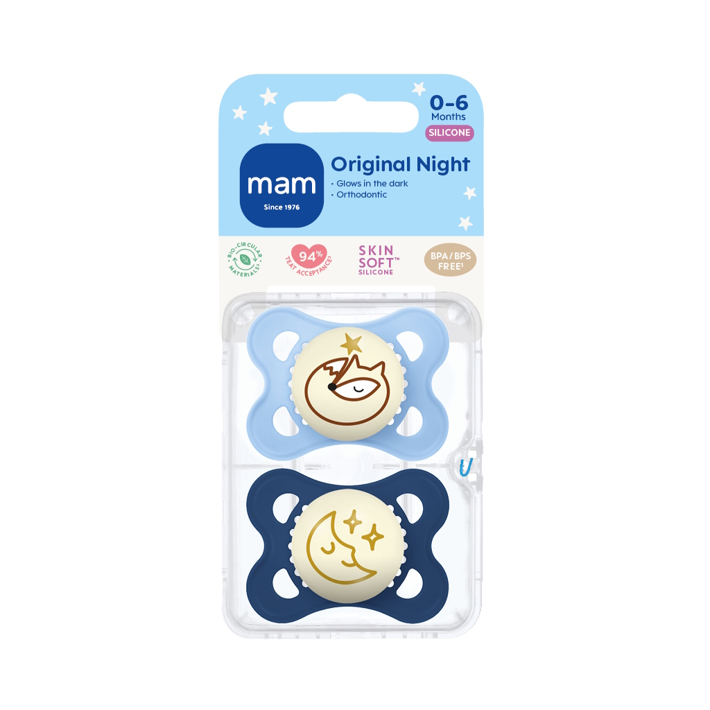 MAM Original Night Silk 0-6m 2p Box V Blue