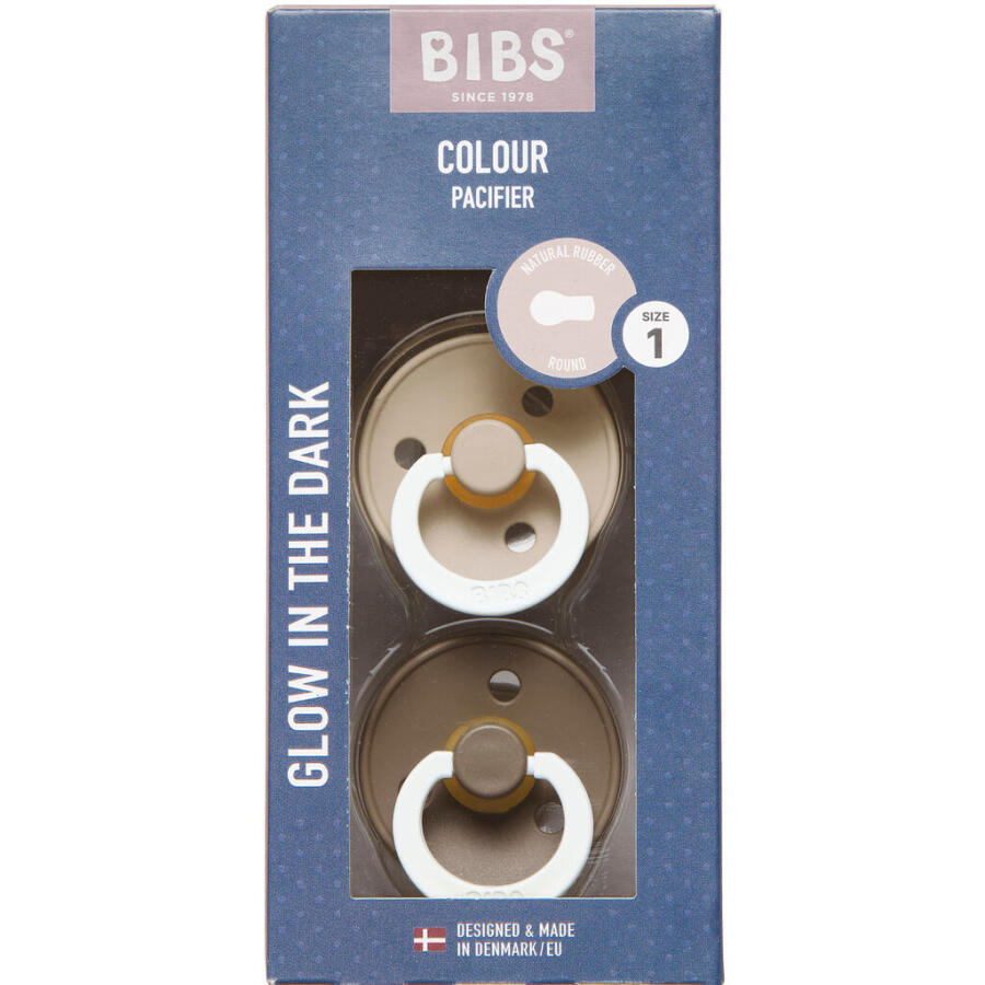 BIBS Colour Glow Sut Latex Str. 1, Vanilla Glow/Dark Oak Glow, Rund