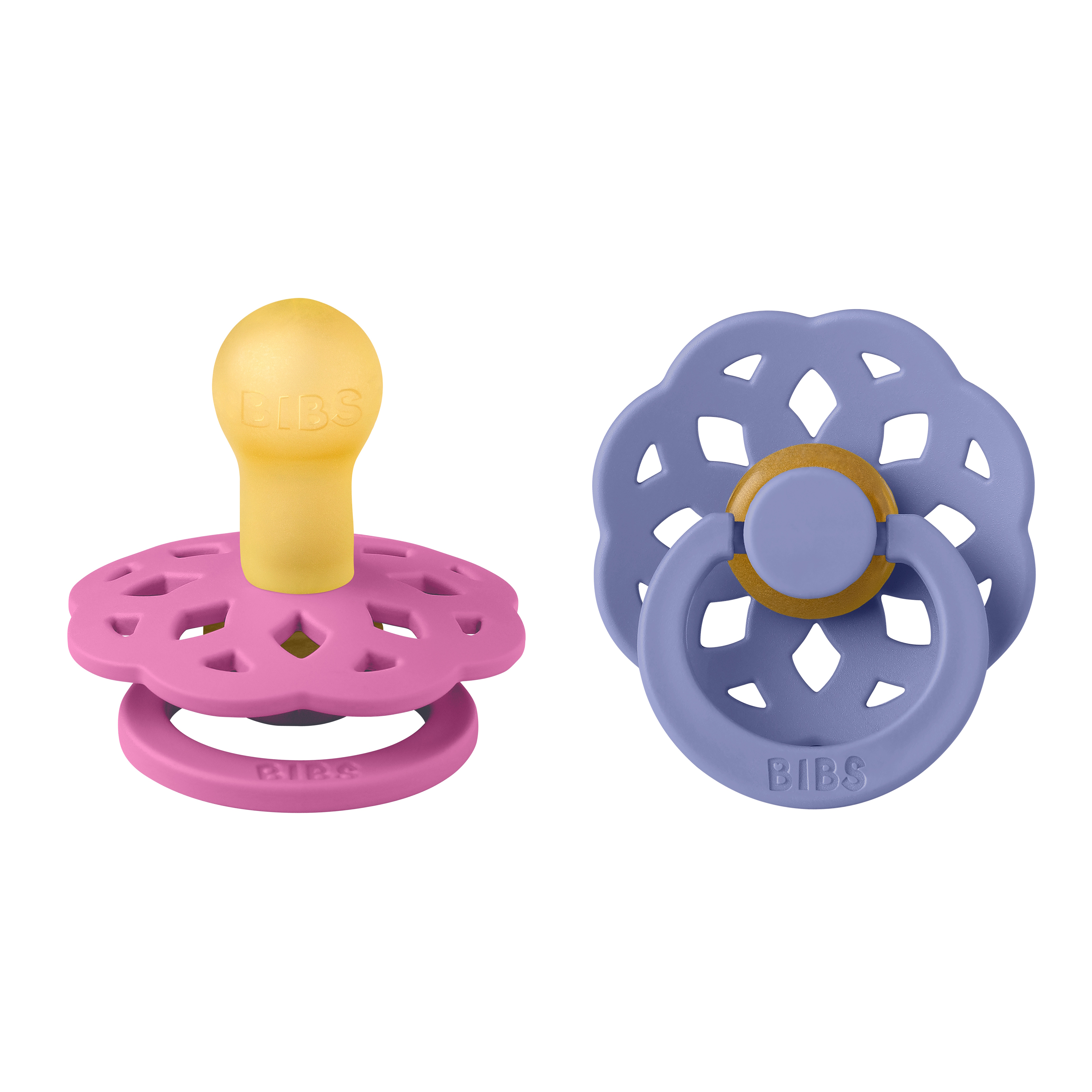 BIBS Pacifier Boheme 2 PACK Latex Size 1 Bubblegum/Peri