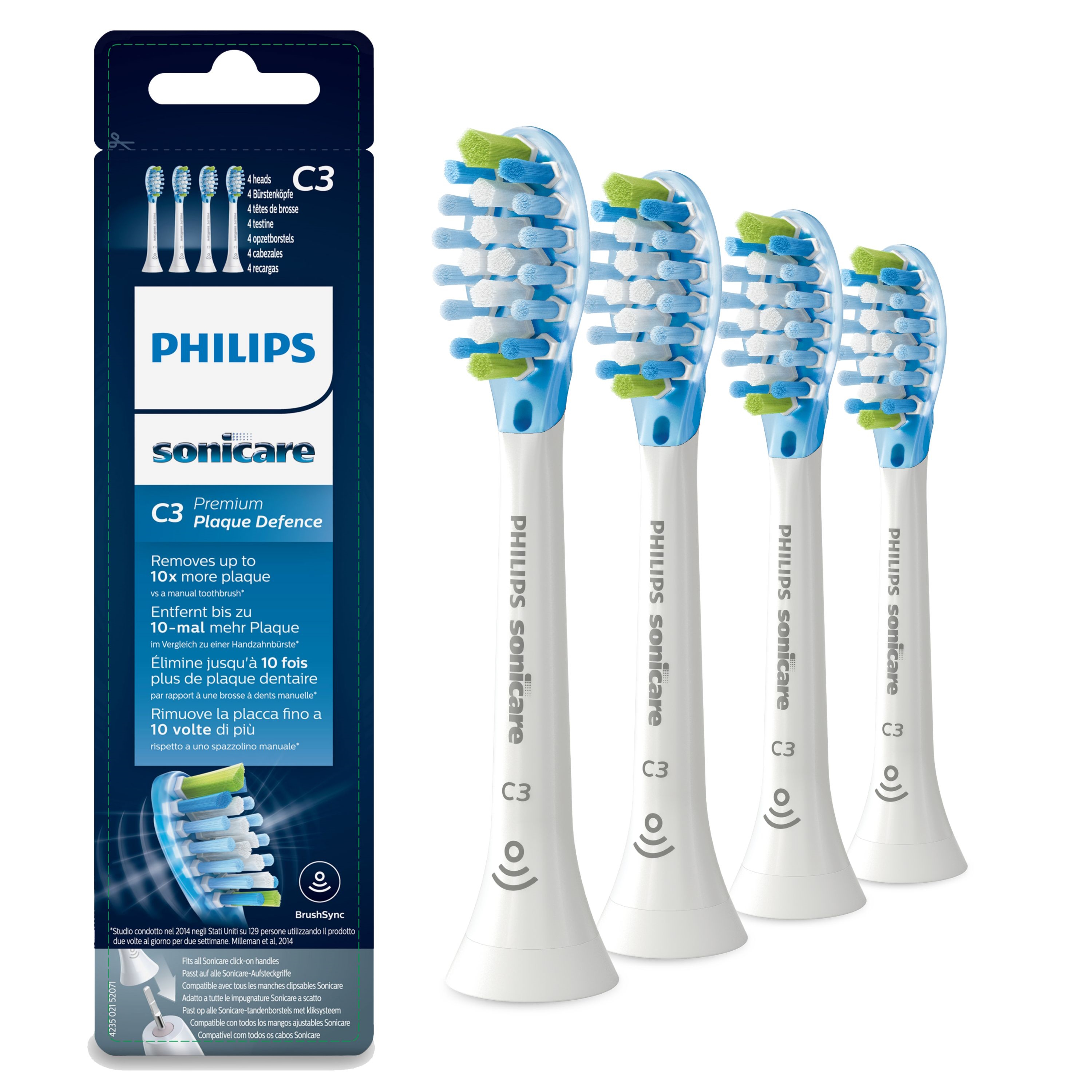 Philips Sonicare 4x Soniske tandbørstehoveder - Hvid C3 Premium Plaque Control