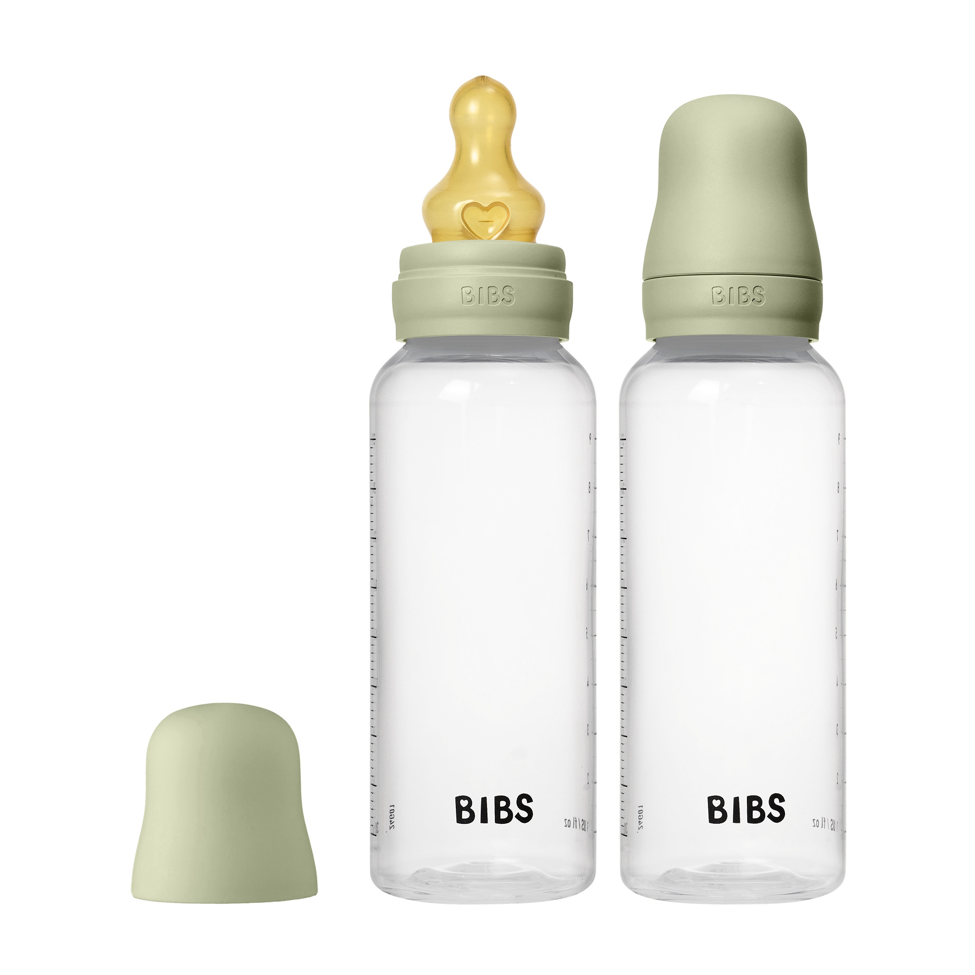 BIBS Baby Bottle Round Latex 2 pack 270 ml Medium Flow Sage