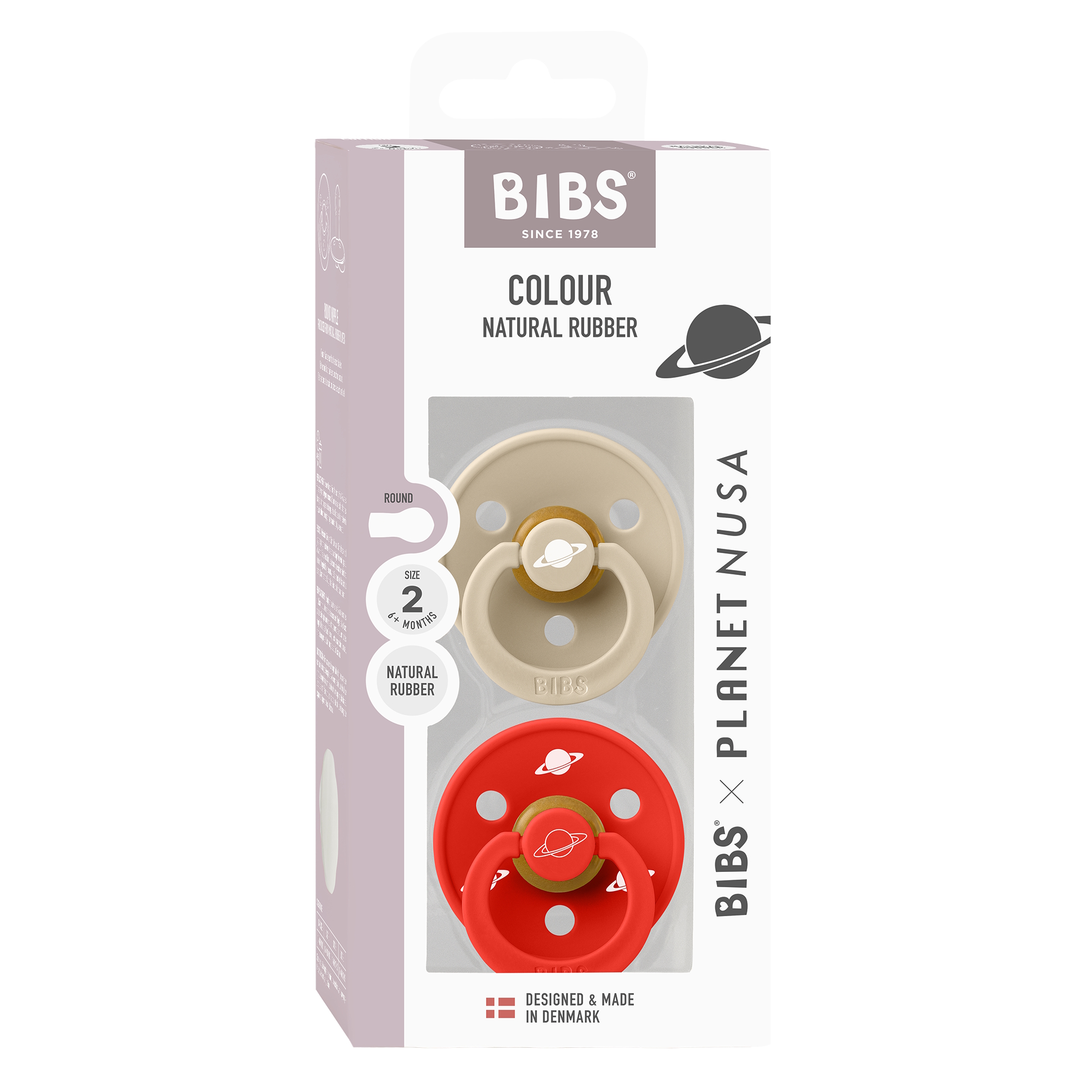 BIBS Pacifier Colour 2 PACK Latex Size 2 Vanilla Mix